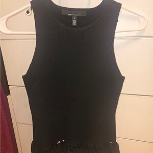 White House Black Market Novelty Trim Black Tank Top